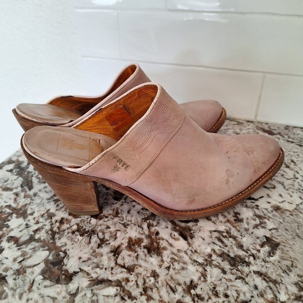 Frye Blush Pink Leather Slip-On Mules - Picture 2 of 10